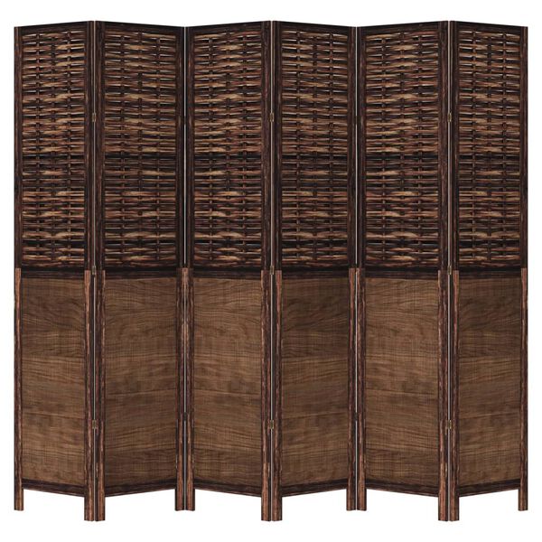 vidaXL Room Divider 6 Panels Dark Brown Solid Wood Paulownia