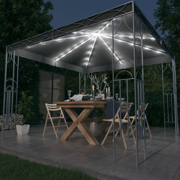 vidaXL Gazebo with LED String Lights 300x300 cm Anthracite