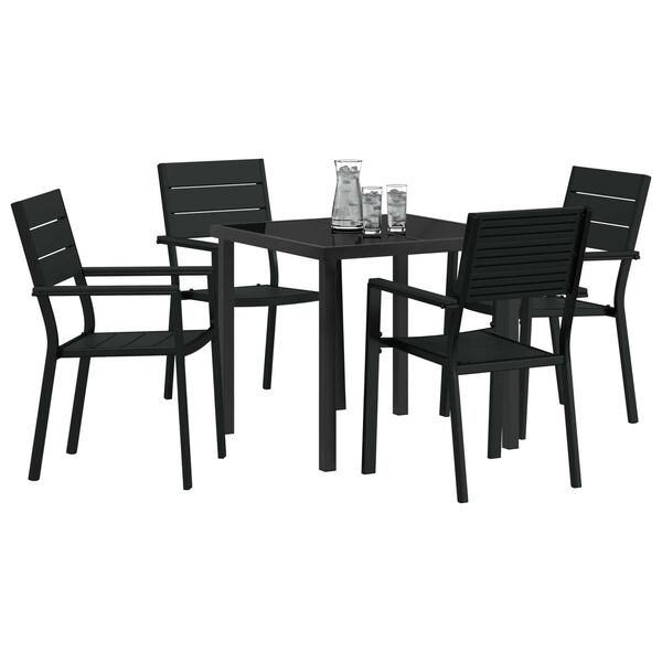 vidaXL Garden Dining Set 5 pcs Black Powder-Coated Steel