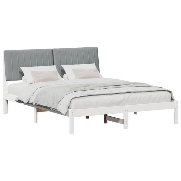 vidaXL Bed Frame with Headboard White 150 x 200 cm Solid Pine Wood
