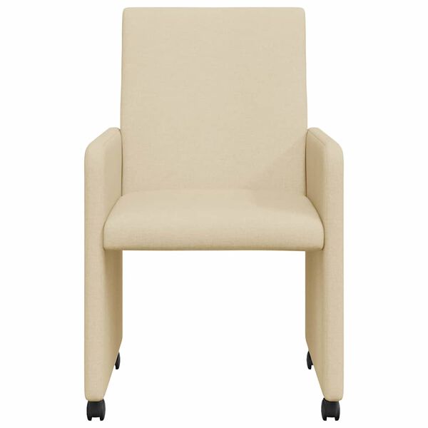 vidaXL Dining Chairs with Wheels 2 pcs Cream 57 x 66 x 94 cm Fabric