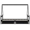vidaXL Kids Bed Frame with Drawers Black 90x200 cm Solid Wood Pine