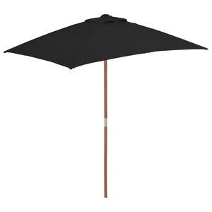 vidaXL Garden Parasol with Wooden Pole Black 150x200 cm