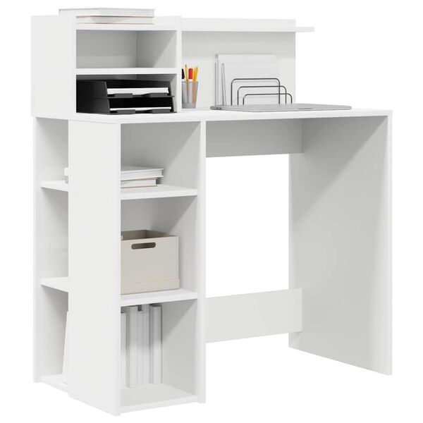 vidaXL Desk with Shelf White 90 x 48 x 101.5 cm Engineered Wood