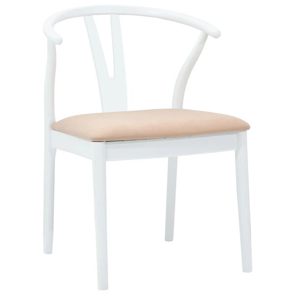 vidaXL Dining Chair 2 pcs White and Brown Solid Rubber Wood