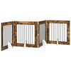 vidaXL Foldable Dog Gate with Stands 4 pcs Smoked Oak 321 cm