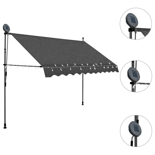 vidaXL Manual Retractable Awning with LED 250 cm Anthracite