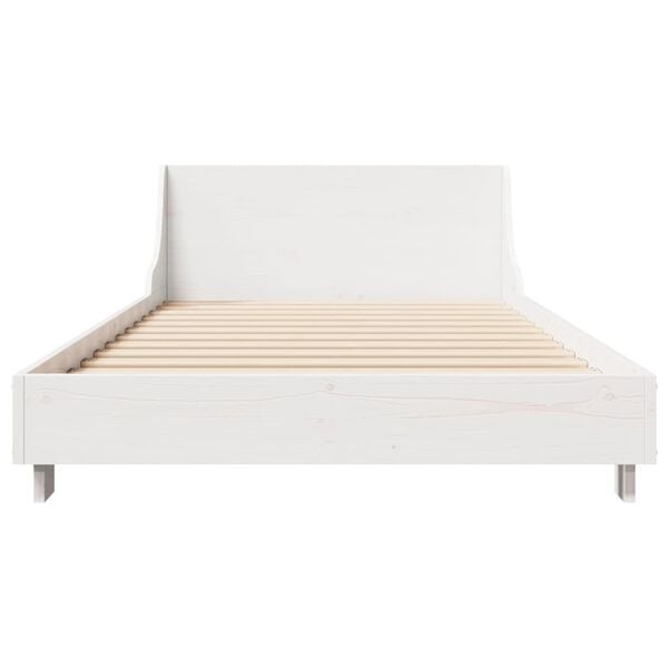 vidaXL Bed Frame without Mattress White 75x190 cm Small Single Solid Wood Pine