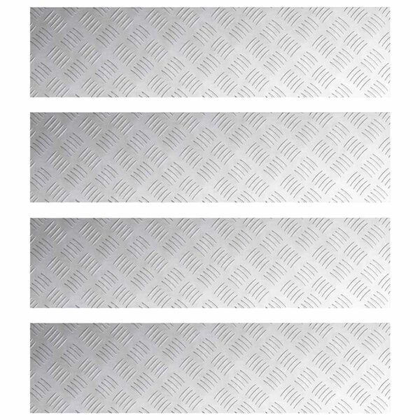vidaXL Stair Tread Rectangular 4 pcs Silver 100 x 25 cm Aluminium