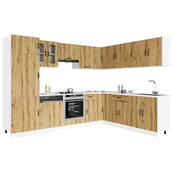 vidaXL 14 Piece Kitchen Cabinet Set Kalmar Artisan Oak Engineered Wood