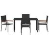 vidaXL Garden Dining Set with Cushion 5 pcs Black Poly Rattan