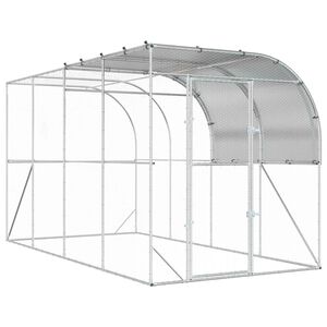 vidaXL Against Wall Chicken Coop Silver 400 x 200 x 215 cm