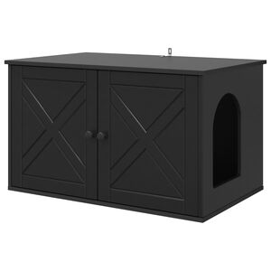 vidaXL Cat House Black 85 x 55 x 50.5 cm Engineered Wood