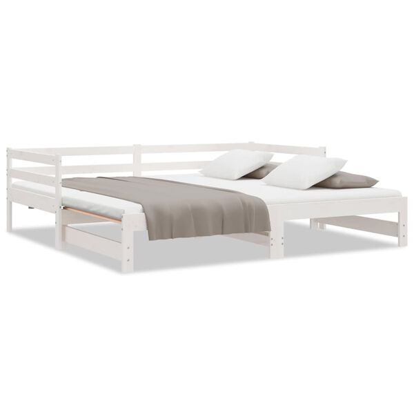 vidaXL Pull-out Day Bed without Mattress White 2x(90x200)cm