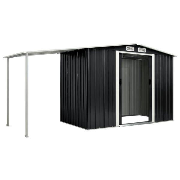vidaXL Garden Shed with Sliding Doors Anthracite 386x131x178 cm Steel
