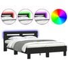 vidaXL Bed Frame with LED without Mattress Black 120x190 cm Small Double