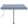 vidaXL Freestanding Manual Retractable Awning 350x250 cm Blue/White