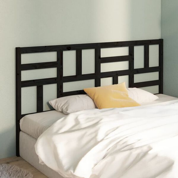 vidaXL Bed Headboard Black 186x4x104 cm Solid Wood Pine