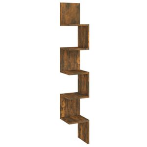 vidaXL Wall Corner Shelf Smoked Oak 20x20x127.5 cm Engineered Wood