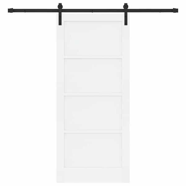 vidaXL Sliding Door White and Black 86 x 198.5 cm Solid Pine Wood