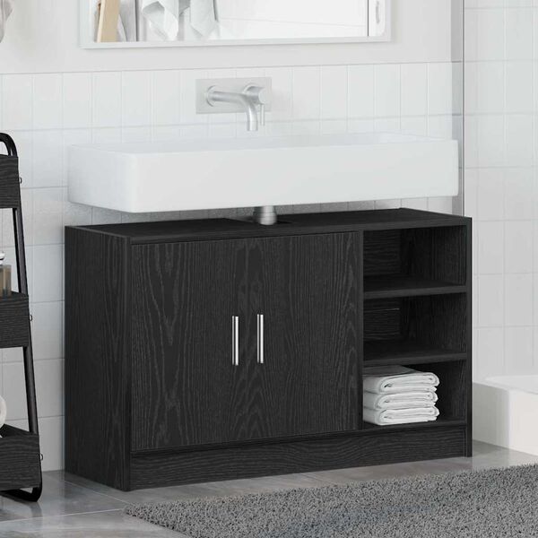 vidaXL Bathroom Cabinet Black Oak 90 x 29 x 55 cm Engineered wood
