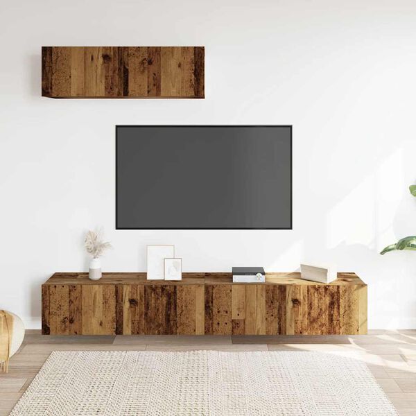 vidaXL Wall Mounted TV Cabinets 3 pcs Old Wood 100x30x30 cm Engineered Wood