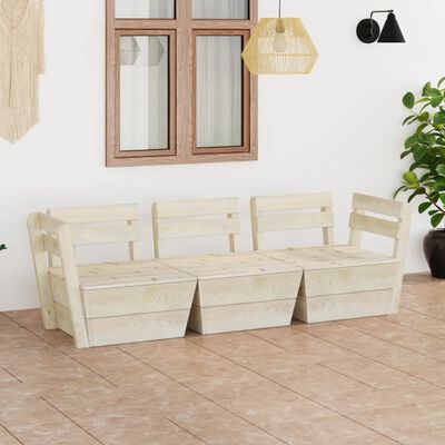 vidaXL Garden 3-Seater Pallet Sofa Impregnated Spruce Wood