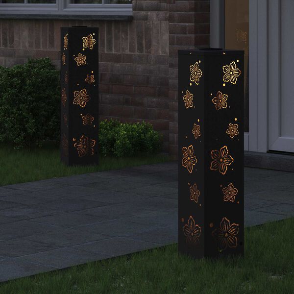 vidaXL Solar LED Pathway Light 2 pcs Black Cold Rolled Steel