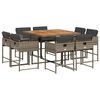 vidaXL 9 Piece Garden Dining Set with Cushions Grey Poly Rattan
