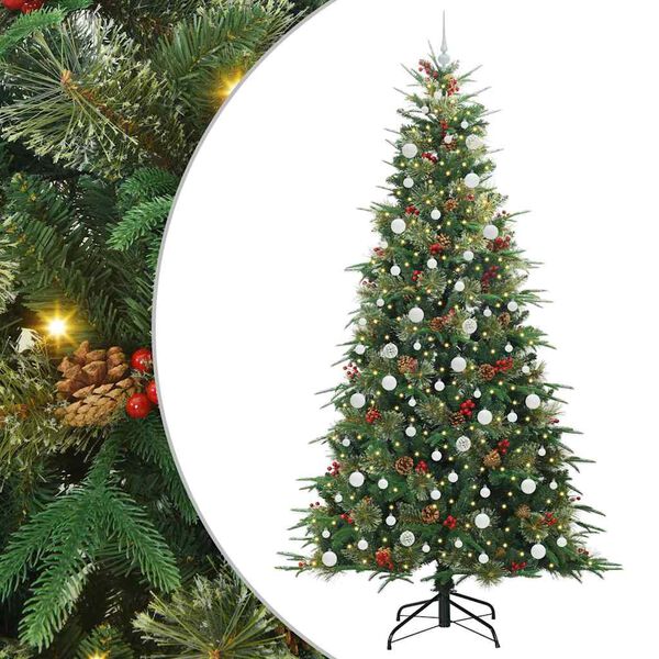 vidaXL Artificial Hinged Christmas Tree Green 240 cm PE and PVC