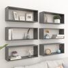 vidaXL Wall Cube Shelf 6 pcs High Gloss Grey 60x15x23 cm Engineered Wood