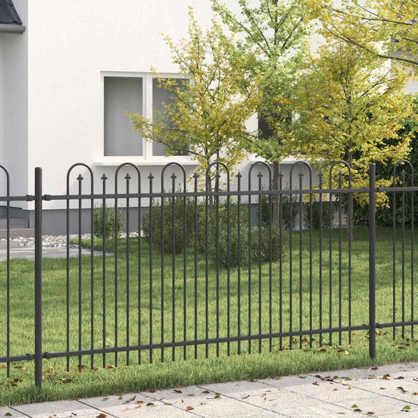 vidaXL Spike Arch Fence Black 200 x 150 cm Powder-Coated Steel