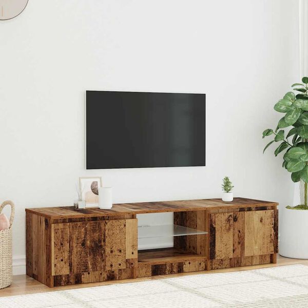 vidaXL TV Cabinet with LED Lights Old Wood 140x40x36 cm Engineered Wood