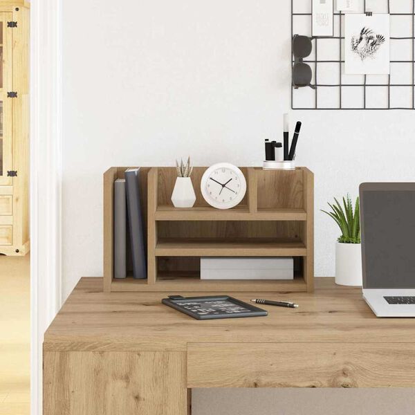 vidaXL Desk Organiser Black oak 44.5 x 24 x 25 cm Engineered wood