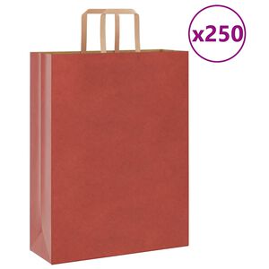 vidaXL Paper Bags 250 pcs with Handles Red 32x12x42 cm