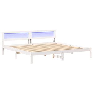 vidaXL Bed Frame with Headboard White 200 x 200 cm Solid Pine Wood
