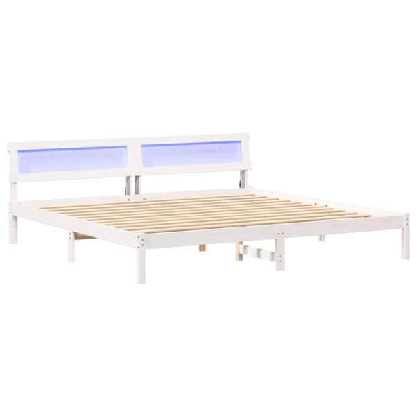 vidaXL Bed Frame with Headboard White 200 x 200 cm Solid Pine Wood