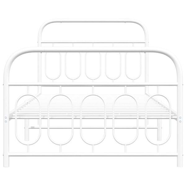vidaXL Metal Bed Frame without Mattress with Footboard White 100x190cm