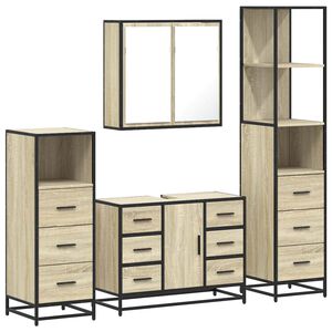 vidaXL 4&nbsp;Piece Bathroom Furniture Set&nbsp;Sonoma Oak Engineered Wood