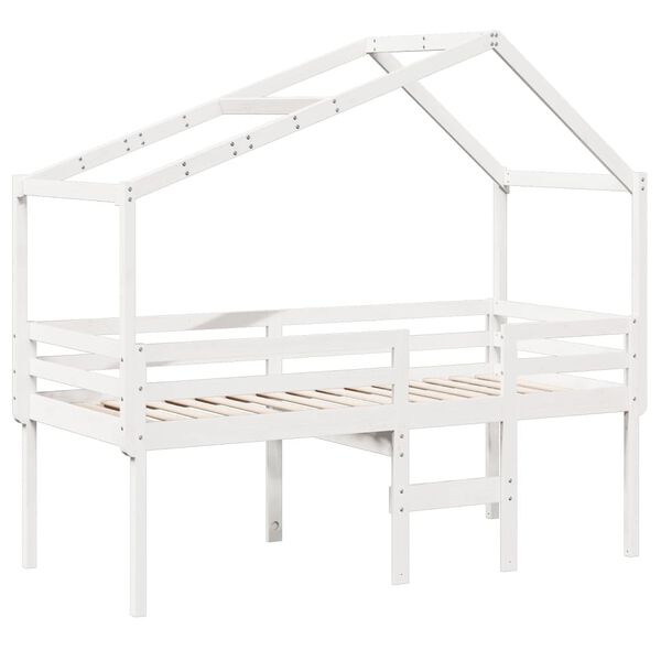 vidaXL High Sleeper Bed without Mattress White 75x190 cm Small Single Solid Wood Pine
