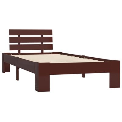 vidaXL Bed Frame Dark Brown Solid Pine Wood 90x200 cm