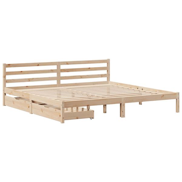 vidaXL Bed Frame without Mattress 180x200 cm Super King Solid Wood Pine