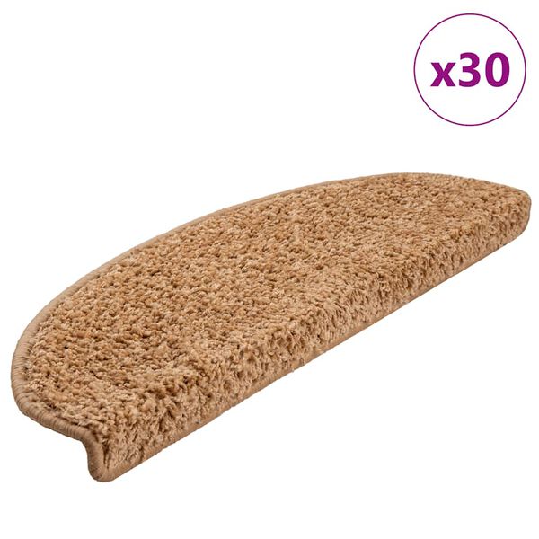 vidaXL Stair Mats 30 pcs 65x21x4 cm Beige Half Round Large