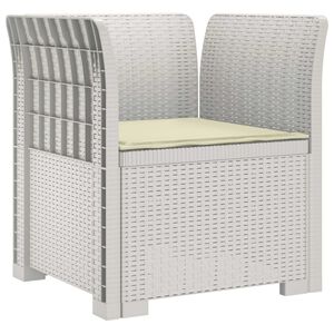 vidaXL 1-Seater Armchair with Cushion Rattan Look PP White