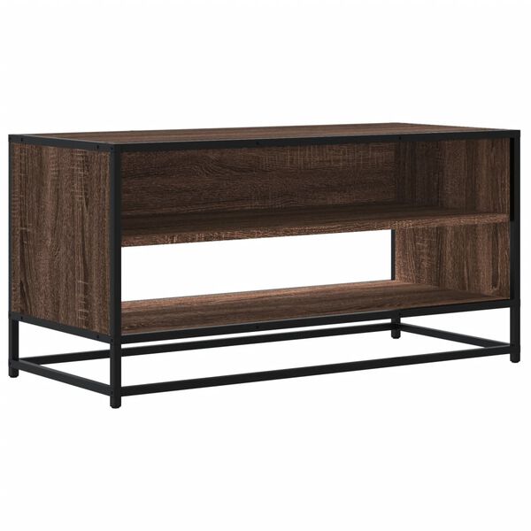 vidaXL TV Cabinet Brown Oak 91x40x46 cm Engineered Wood and Metal