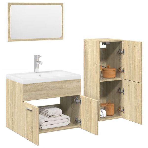 vidaXL 4 Piece Bathroom Furniture Set Sonoma Oak Engineered Wood