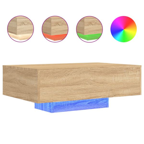 vidaXL Coffee Table with LED Lights Sonoma Oak 85x55x31 cm