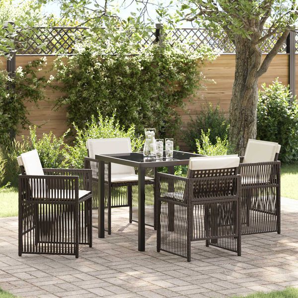 vidaXL Garden Dining Set 5 pcs Brown Poly rattan