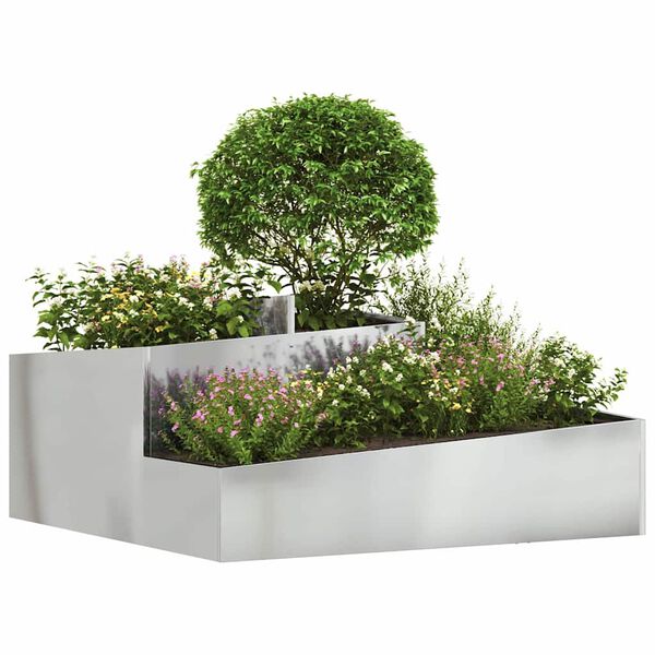 vidaXL Garden Planter Silver 100 x 100 x 50 cm Galvanised Steel