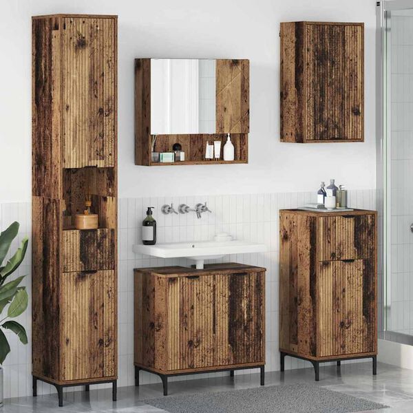 vidaXL Bathroom Furniture Set Old Wood Engineered wood, Metal